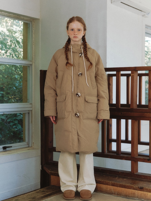 FishTail Duck Down Long Parka Field Coat - beige