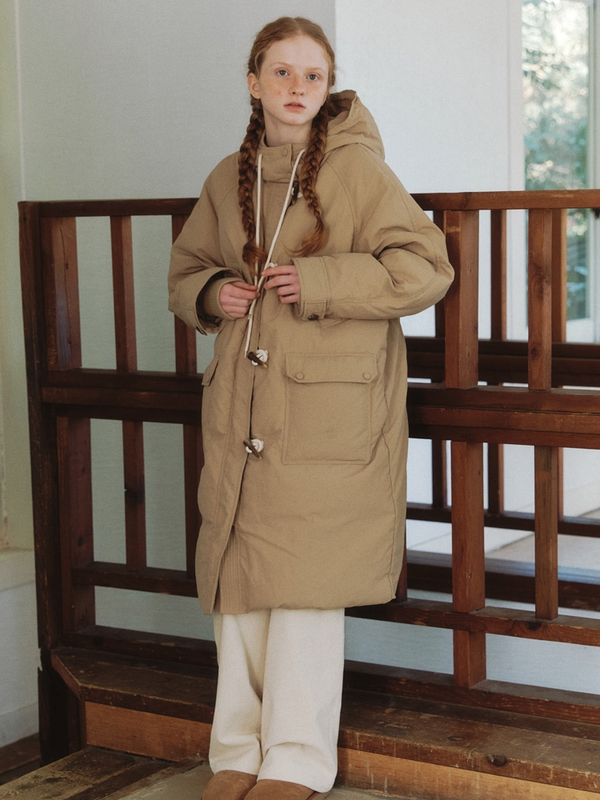 FishTail Duck Down Long Parka Field Coat - beige