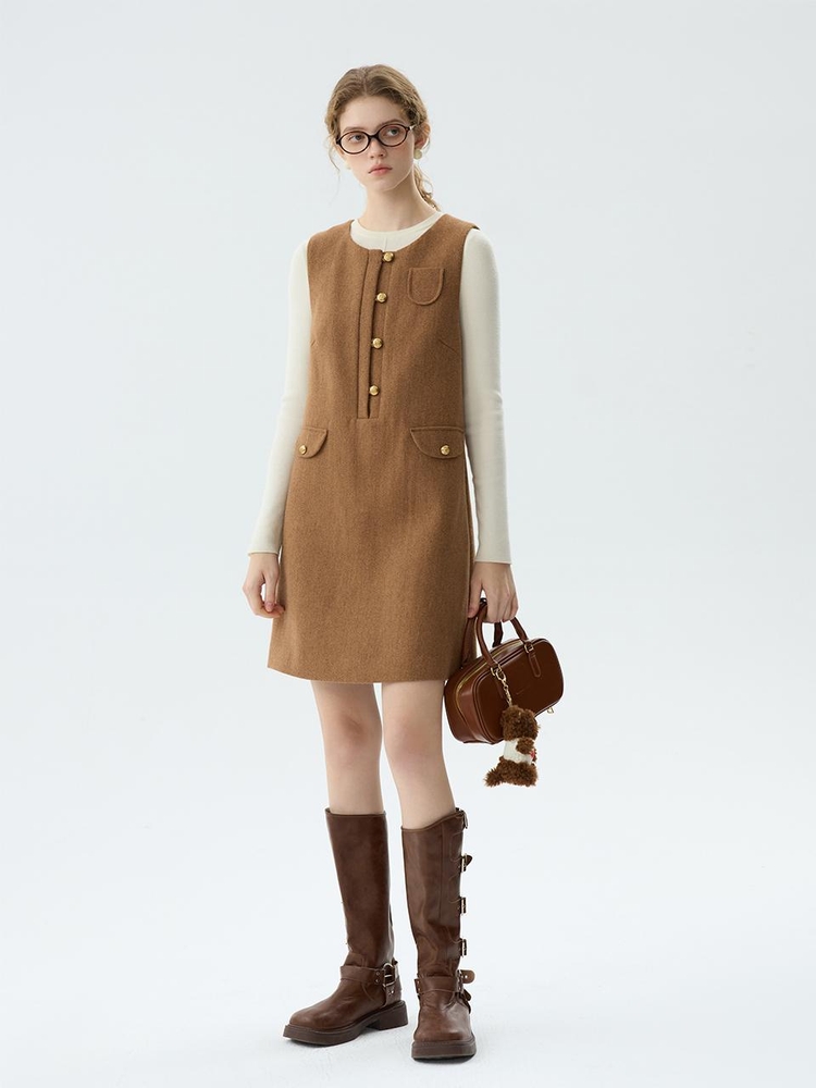 12/04 예약배송 WD_Wool round neck sleeveless dress