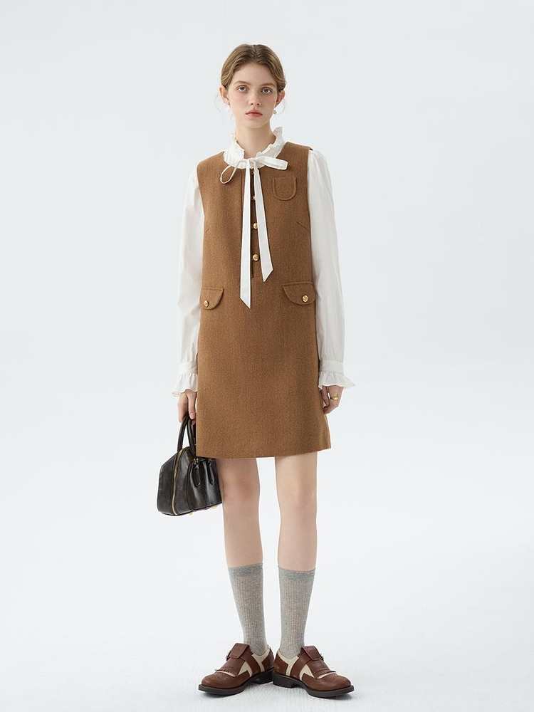 12/04 예약배송 WD_Wool round neck sleeveless dress