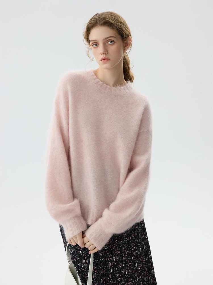 WD_Fluffy round knit sweater_2color