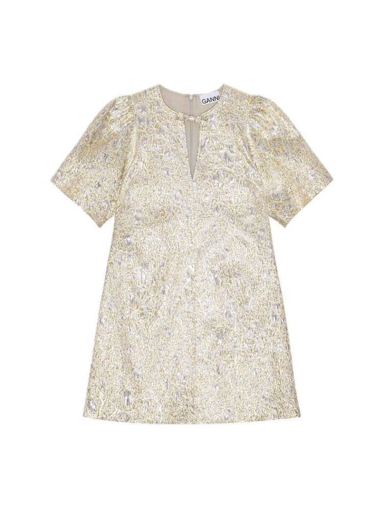 가니 SS25 Dress Ganni W0036  012 GOLD/SILVER