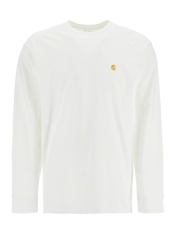 칼하트 SS25 chase long sleeve t-shirt I026392 WHITE / GOLD