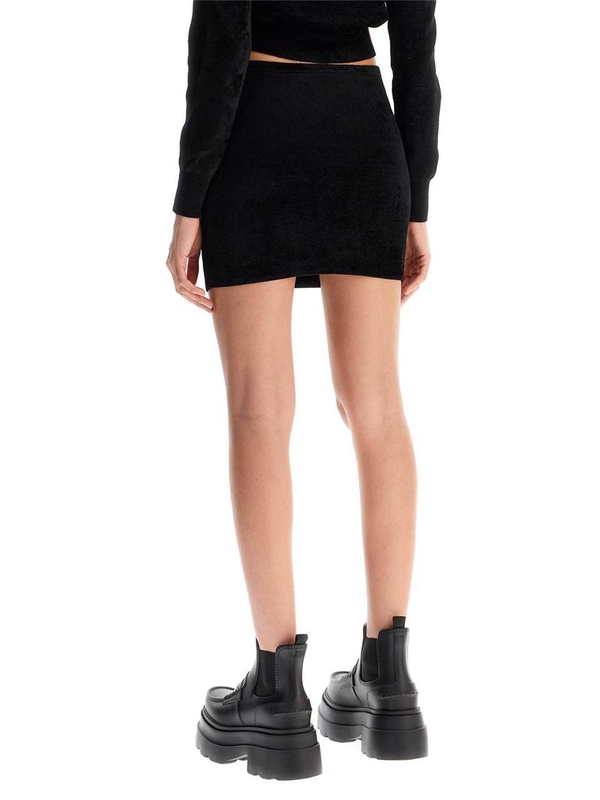 알렉산더 왕 FW24 velvet mini skirt 4KC4245005 BLACK