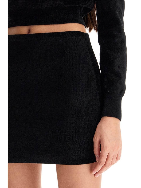 알렉산더 왕 FW24 velvet mini skirt 4KC4245005 BLACK