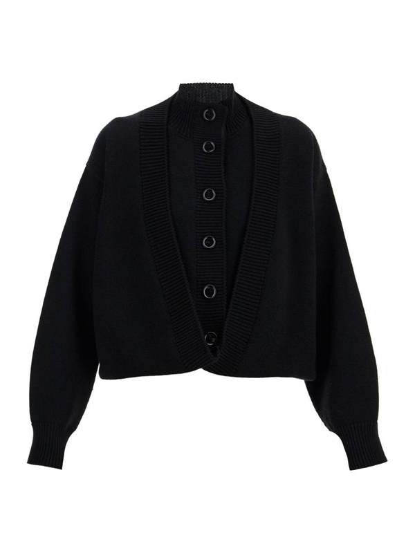 알라이아 FW24 folded cardigan AA9S02936M919 NOIR ALAIA