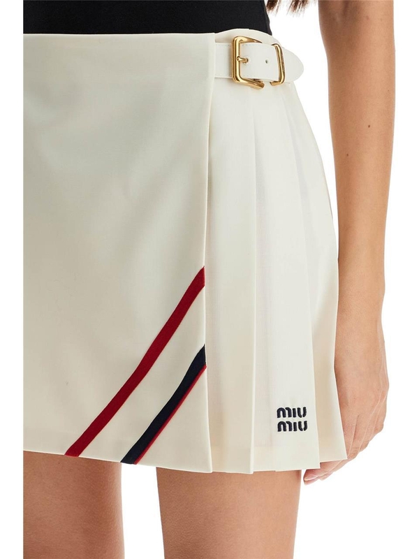 미우미우 SS25 pleated wool mini skirt MG2350 16DJ NATURALE