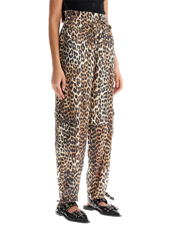 가니 SS25 leopard print satin cargo pants W0324 LEOPARD