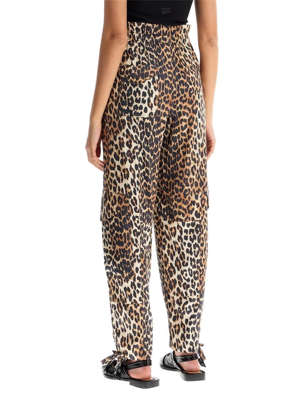 가니 SS25 leopard print satin cargo pants W0324 LEOPARD