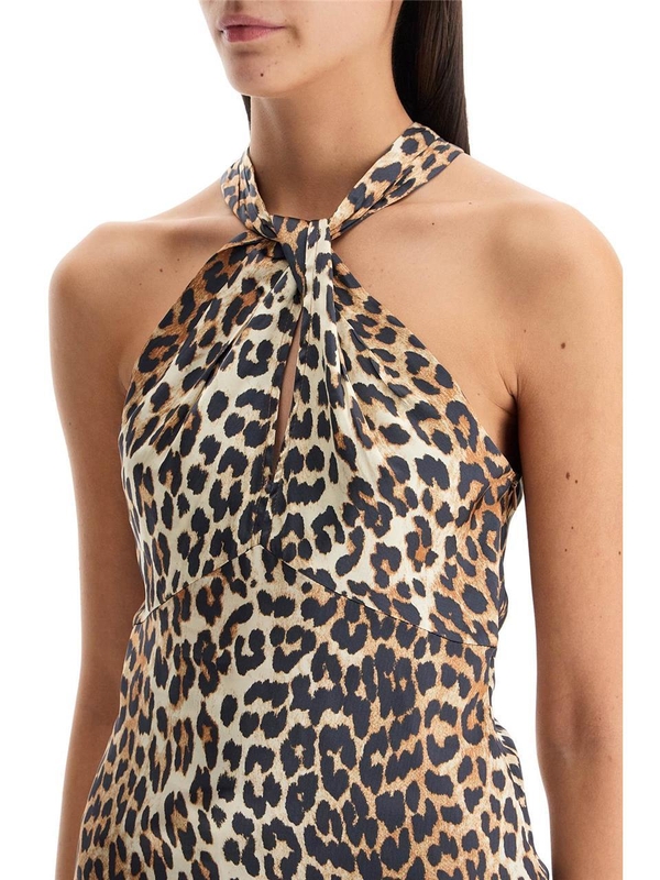 가니 SS25 leopard print satin top for W0323 LEOPARD