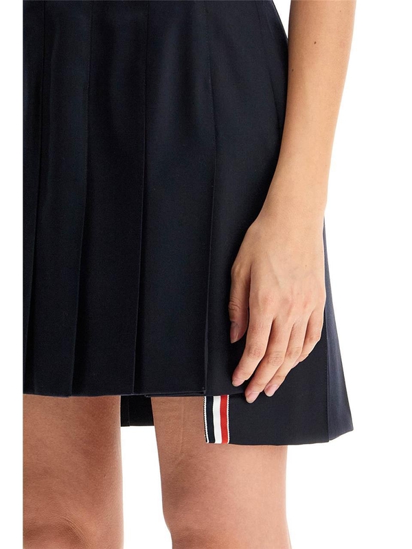 톰 브라운 SS25 wool pleated mini skirt FGC402V 00626 NAVY