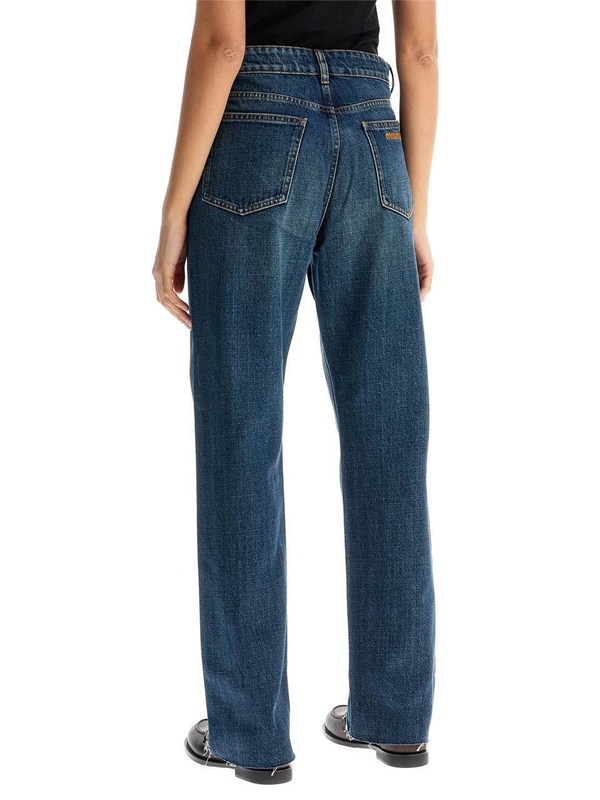 미우미우 SS25 jeans with raw edge hemline GWP552 1567 BLEU