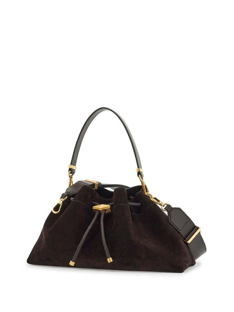 지미추 SS25 bon bon bucket e/w handbag BON BON BCKT E W SUE COFFEE GOLD