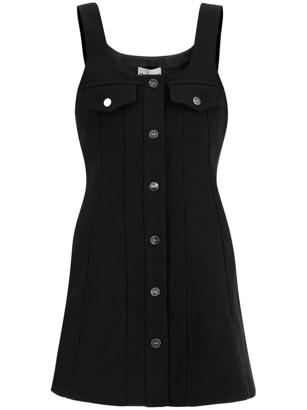 가니 SS25 mini crepe dress in seven W0187 BLACK