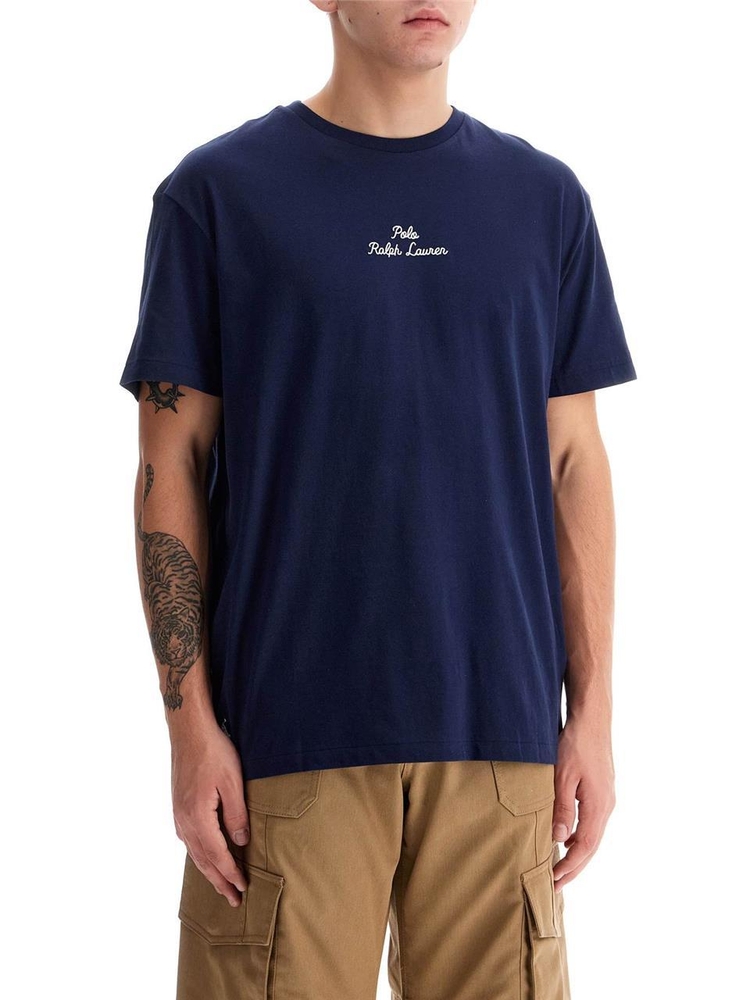 폴로 랄프로렌 FW24 embroidered signature t-shirt 710936585013 CRUISE NAVY