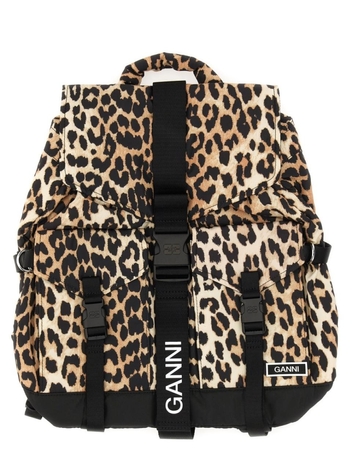 가니 SS25 RECYCLED FABRIC BACKPACK A4757_943 ANIMALIER