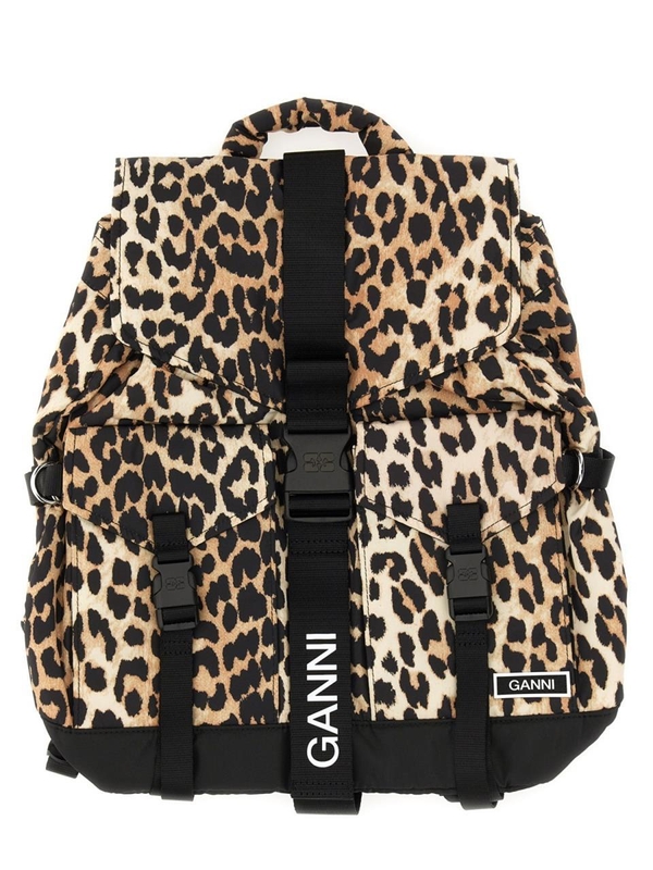 가니 SS25 RECYCLED FABRIC BACKPACK A4757_943 ANIMALIER