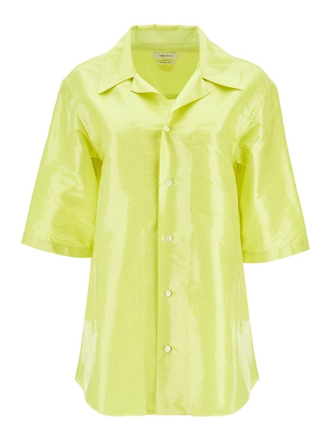 알렉산더 맥퀸 FW24 short-sleeved canvas tarp shirt. 805518 QPAAQ ACID YELLOW