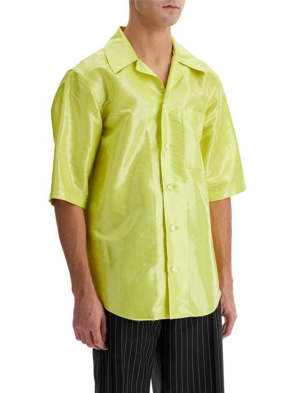 알렉산더 맥퀸 FW24 short-sleeved canvas tarp shirt. 805518 QPAAQ ACID YELLOW