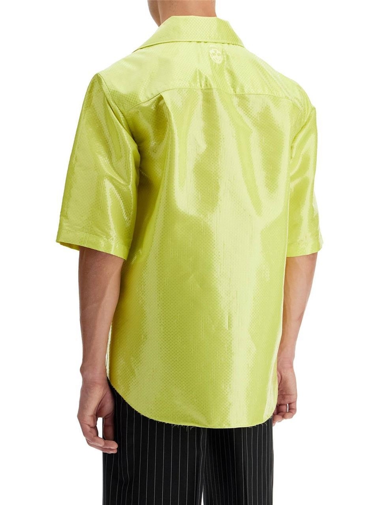 알렉산더 맥퀸 FW24 short-sleeved canvas tarp shirt. 805518 QPAAQ ACID YELLOW