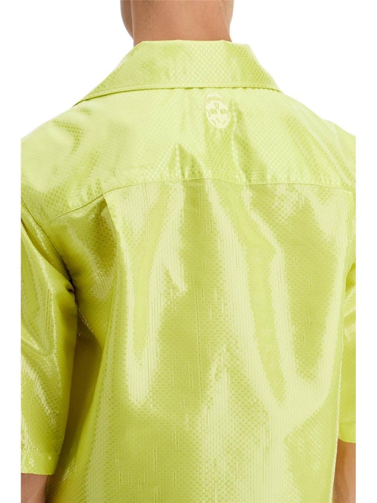 알렉산더 맥퀸 FW24 short-sleeved canvas tarp shirt. 805518 QPAAQ ACID YELLOW