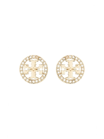 토리버치 SS25 ORECCHINI CIRCLE-STUD CRYSTAL LOGO 53422_783 GOLD