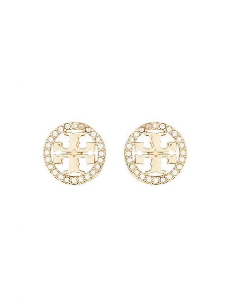 토리버치 SS25 ORECCHINI CIRCLE-STUD CRYSTAL LOGO 53422_783 GOLD