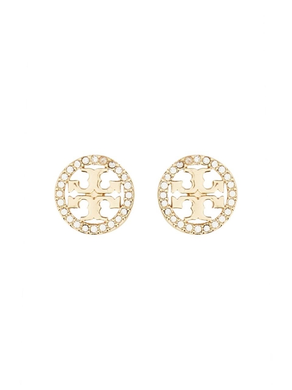 토리버치 SS25 ORECCHINI CIRCLE-STUD CRYSTAL LOGO 53422_783 GOLD