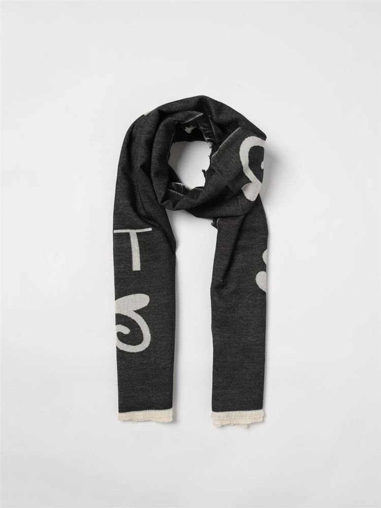 트윈셋 FW24 Twinset viscose blend scarf with jacquard logo 242TO5100 00006 Black