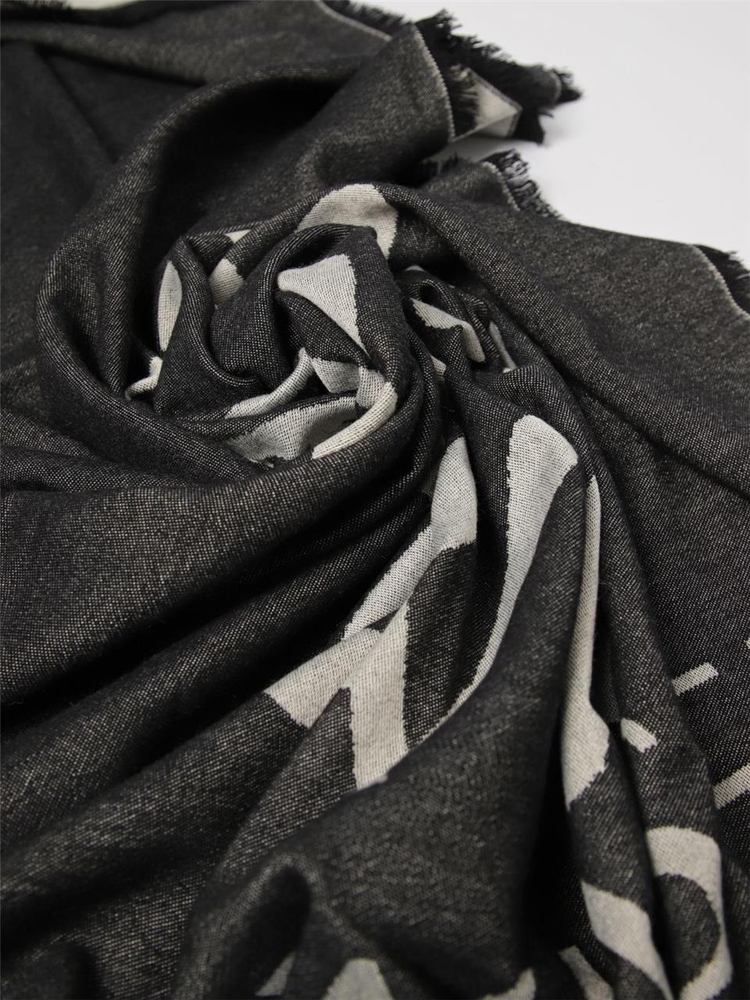 트윈셋 FW24 Twinset viscose blend scarf with jacquard logo 242TO5100 00006 Black