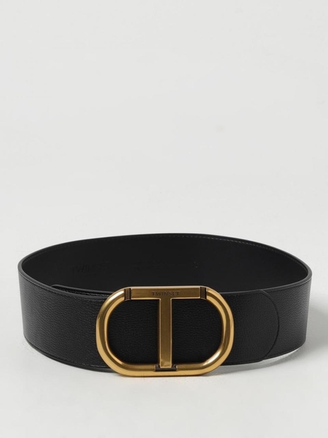 트윈셋 FW24 Twinset Oval T Faux Leather Belt 242TA4680 00006 Black