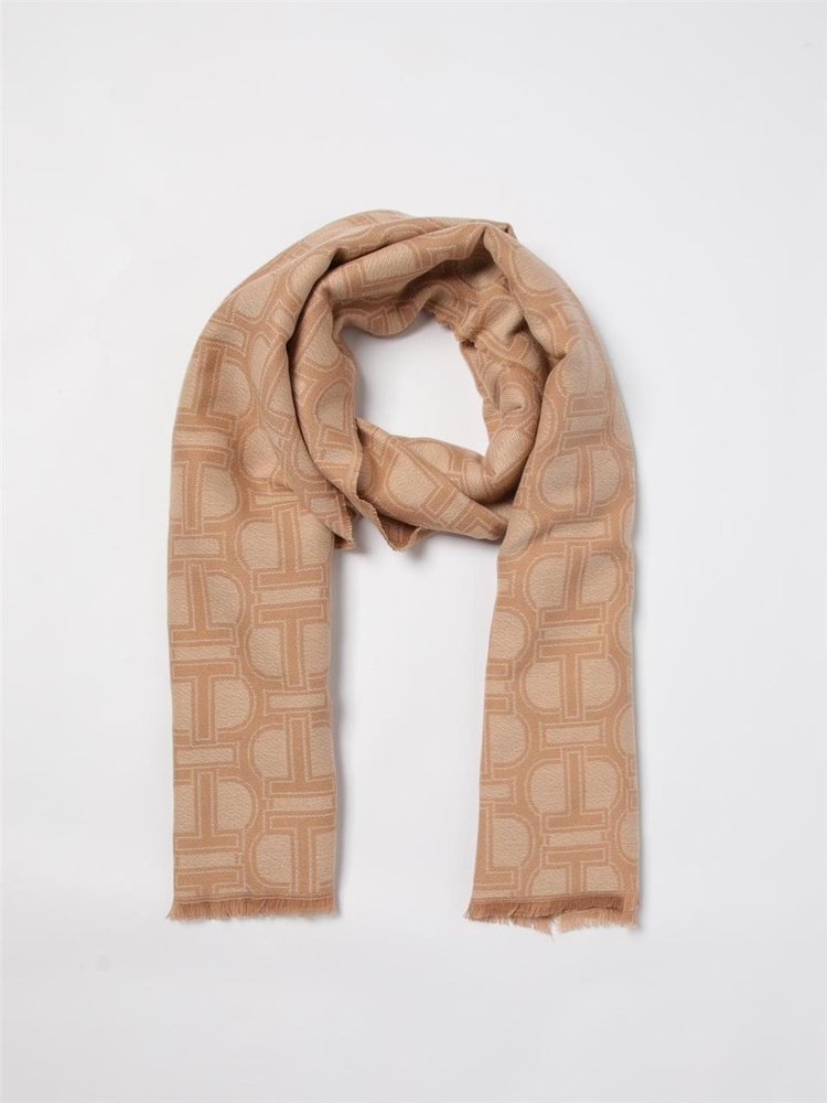 트윈셋 FW24 Twinset viscose scarf with Oval T jacquard 242TO5150 11974 Beige