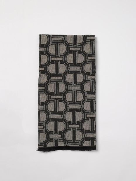 트윈셋 FW24 Twinset viscose scarf with Oval T jacquard 242TO5150 11973 Black