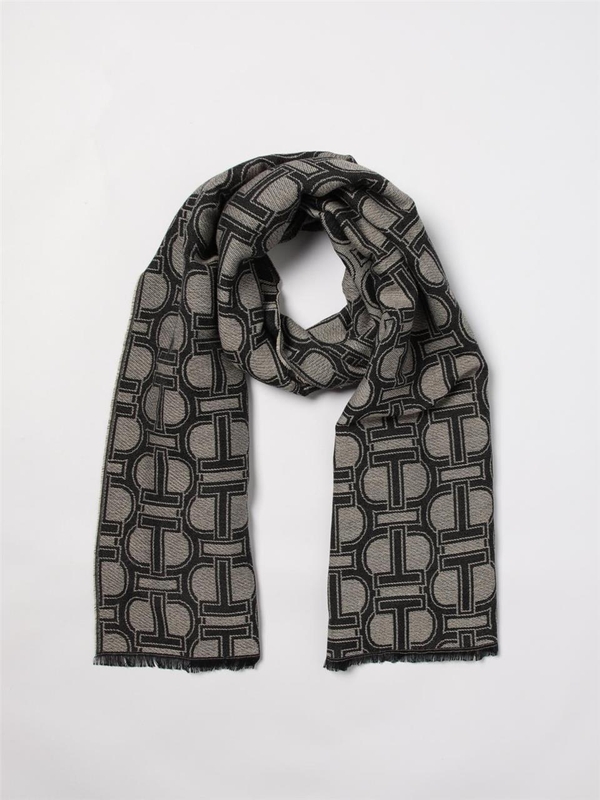 트윈셋 FW24 Twinset viscose scarf with Oval T jacquard 242TO5150 11973 Black