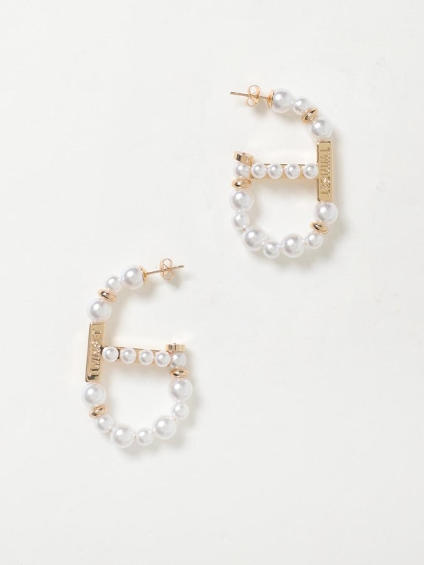 트윈셋 FW24 Oval T Twinset earrings in brass and synthetic pearls 242TA4051 11748 White