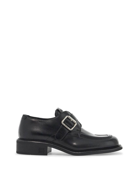 미우미우 SS25 smooth leather monk strap shoes in 9 5E320E 007 NERO