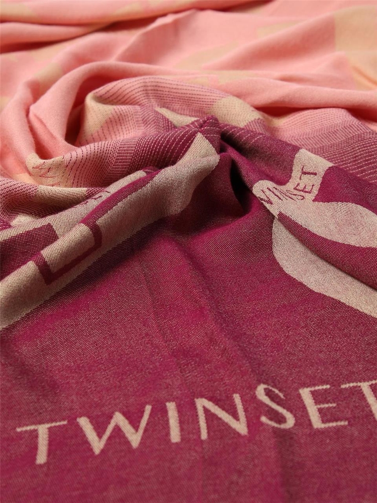 트윈셋 FW24 Twinset viscose scarf with Oval T jacquard 242TA4500 11882 Pink