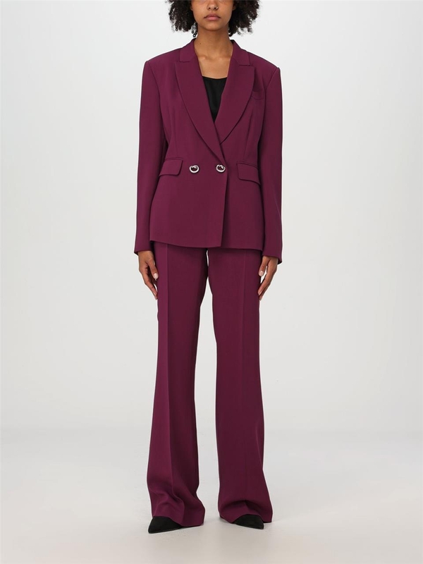 핀코 FW24 Pinko double-breasted blazer in technical cady 103890A21H W44 Burgundy