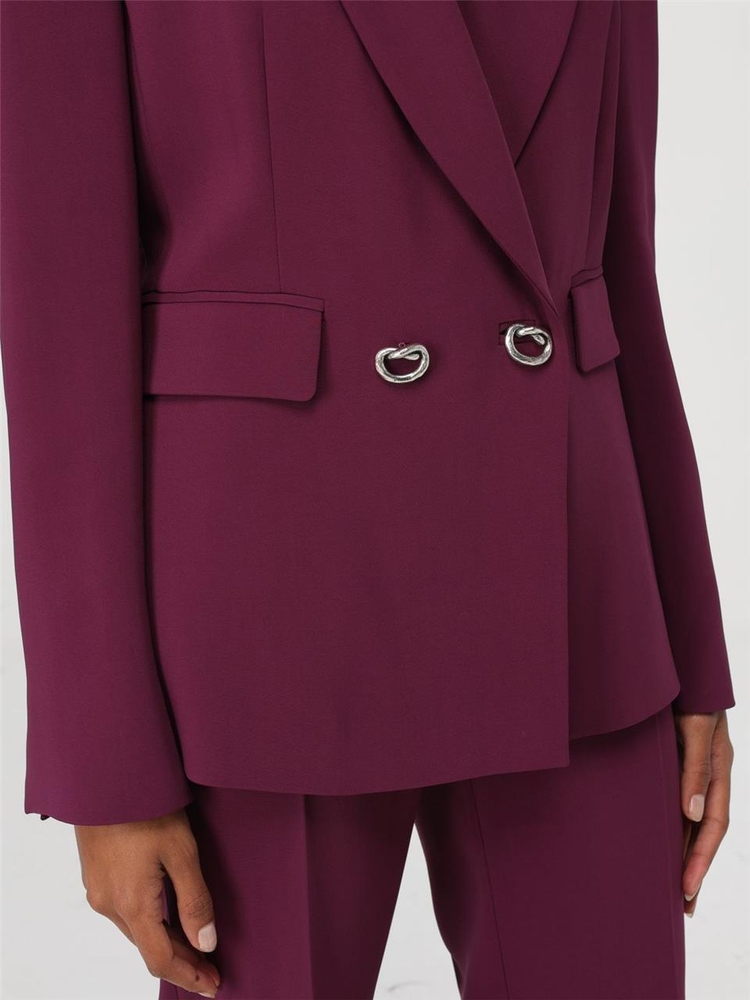 핀코 FW24 Pinko double-breasted blazer in technical cady 103890A21H W44 Burgundy