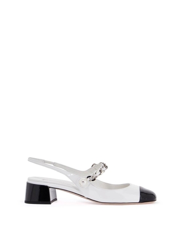 미우미우 SS25 two-tone patent leather slingback de 5I045E 06E BIANCO+NERO