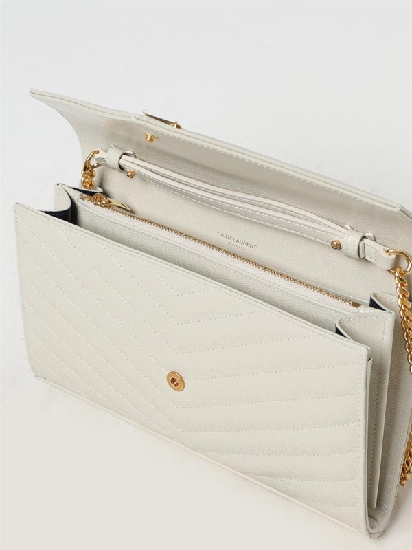 생로랑 FW24 Cassandre Saint Laurent bag in grain de poudre leather 377828BOW01 9207 Cream