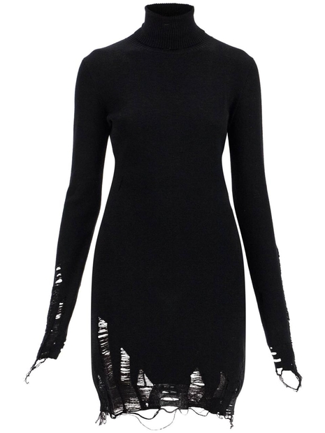 MM6 메종 마르지엘라 FW24 destroyed knit mini dress S62DA0030 M13070 BLACK