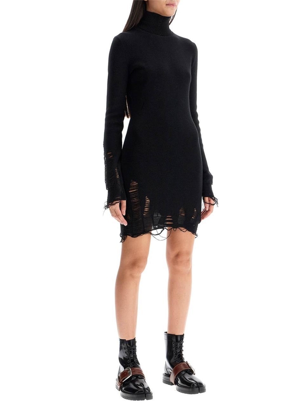 MM6 메종 마르지엘라 FW24 destroyed knit mini dress S62DA0030 M13070 BLACK