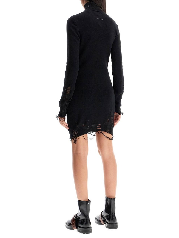 MM6 메종 마르지엘라 FW24 destroyed knit mini dress S62DA0030 M13070 BLACK