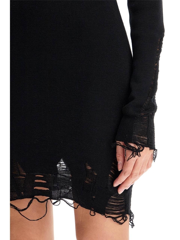 MM6 메종 마르지엘라 FW24 destroyed knit mini dress S62DA0030 M13070 BLACK