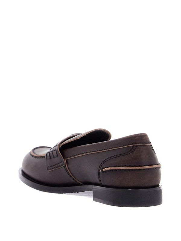 미우미우 SS25 used-effect leather loafers 5D773D 3G48 EBANO