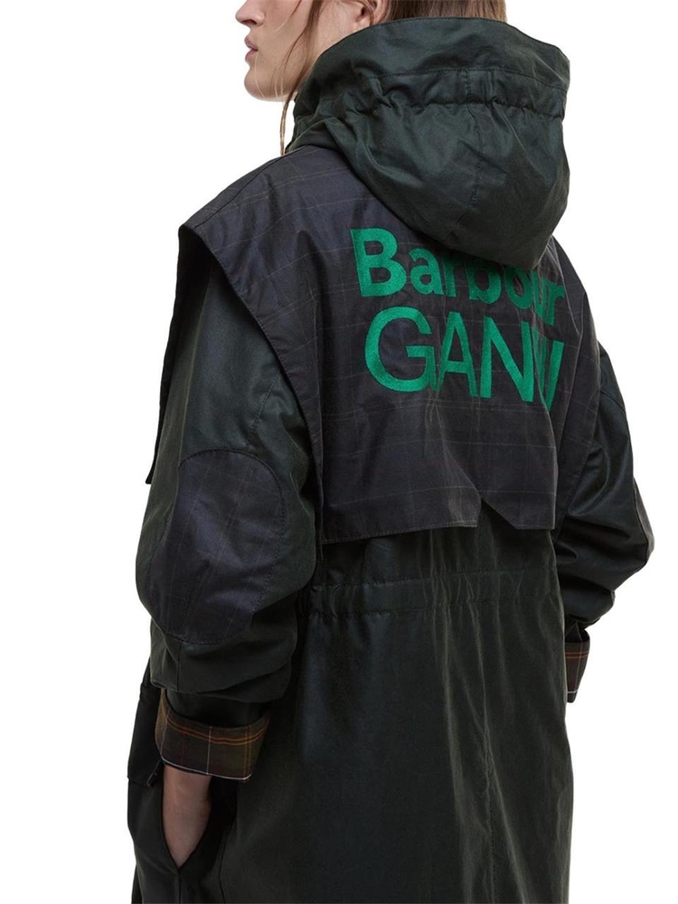 바버 X 가니 FW24 BARBOUR X GANNI WAXED COTTON PARKA LWX1453_LWXGN61 GREEN