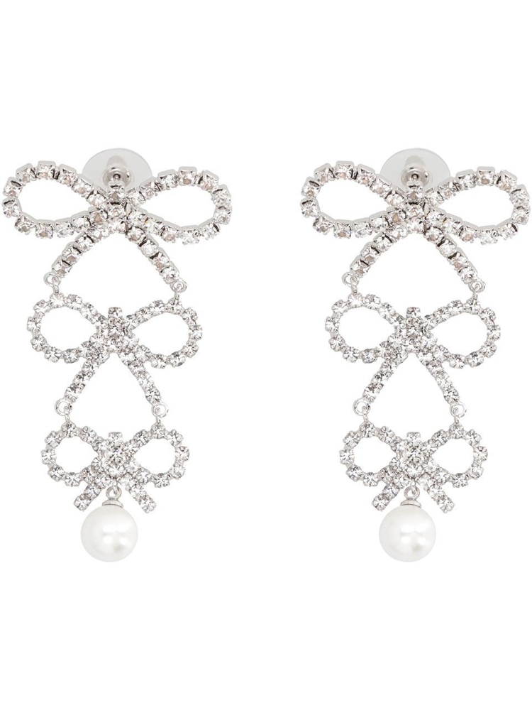 셀프포트레이트 FW24 Bow earrings with crystals and pearl AW24602SL_SILVER Silver