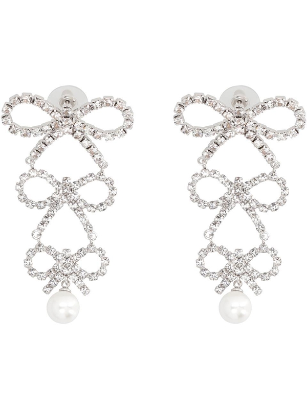 셀프포트레이트 FW24 Bow earrings with crystals and pearl AW24602SL_SILVER Silver