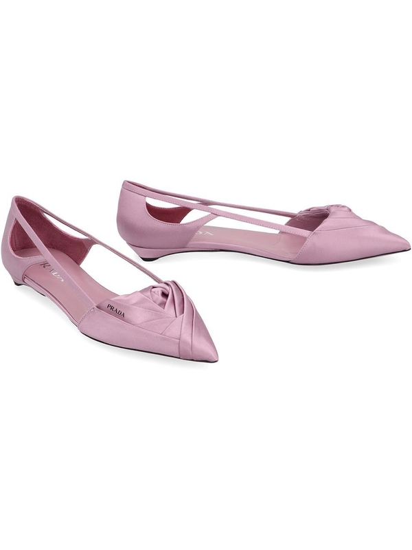 프라다 FW24 Satin ballet flats 1F734NF015049_F0378 Pink